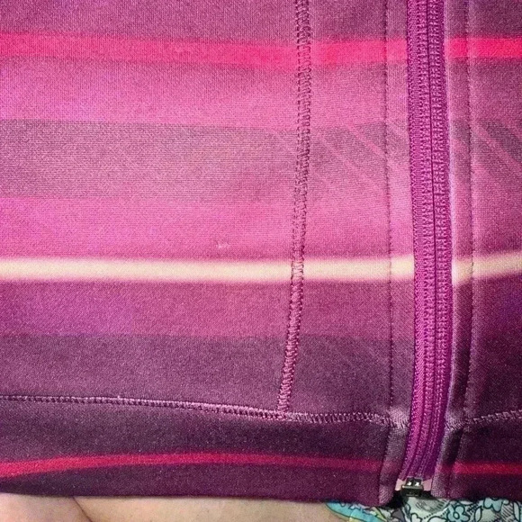 Women’s Oakley zippered front purple stripe drawstring hoodie jacket size S/P - Picture 3 of 12